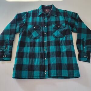 Vintage Jacket Shirt High Sierra Mervyns Wool Blend Flannel Quilted Plaid Medium